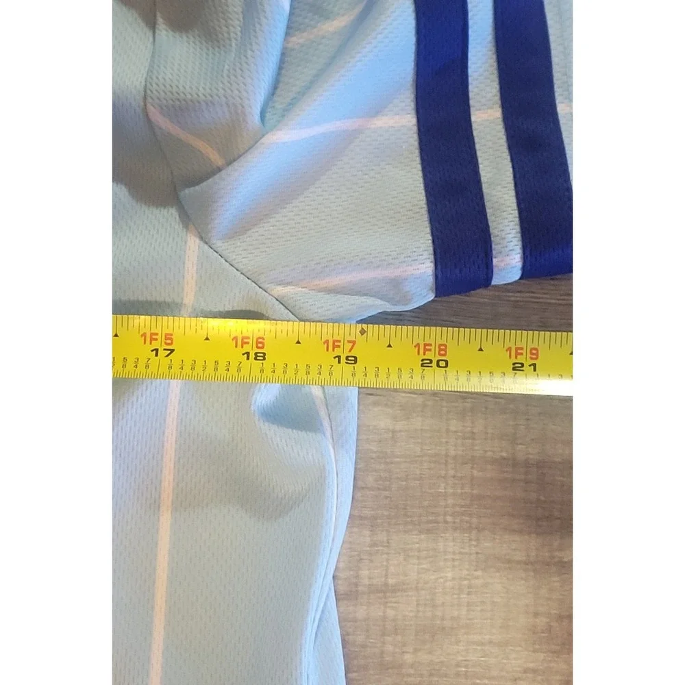 Disney Stitch‎ #626 Adult Small Baseball Jersey Blue Pinstripe Button Up